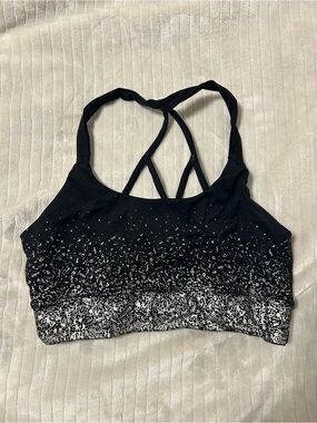 Virus Black Sports Bra with Silver Speckle Print